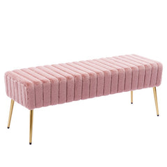 Julietta Upholstered Bench All Over Channel Tufting Metallic Accents