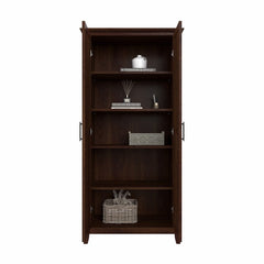 Tall Storage Cabinet with Doors - Bing Cherry Perfect Choice for Use in a Home Office, Living Room, Entryway