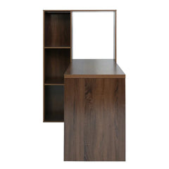 Walnut L-Shape Desk Computer Desk and Bookshelf Perfect for Space Saving