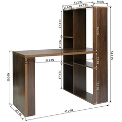 Walnut L-Shape Desk Computer Desk and Bookshelf Perfect for Space Saving