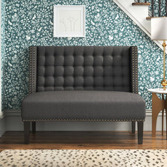 Charcoal Lapwai Upholstered Bench Crafted from a Hardwood Solid Frame