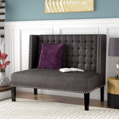 Charcoal Lapwai Upholstered Bench Crafted from a Hardwood Solid Frame