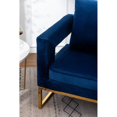 Lenola Contemporary Upholstered Accent Arm Chair - Blue Cut-Out Square Track Armrests and A Pillow Back that Lend A Look of Luxuriously Comfy