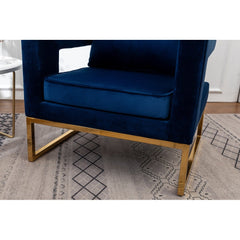 Lenola Contemporary Upholstered Accent Arm Chair - Blue Cut-Out Square Track Armrests and A Pillow Back that Lend A Look of Luxuriously Comfy