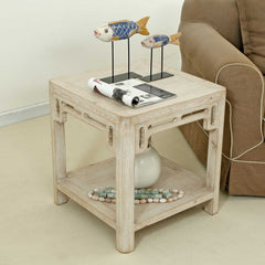 Side Table Weathered White Wash, 24 Inch Tall Add Versatility to your Indoor Decor with Side Tables