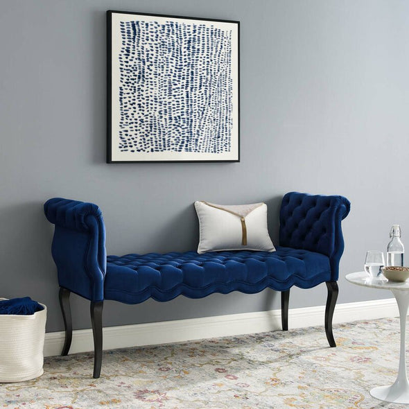 Navy Mcarthur Upholstered Bench Beautiful Accent or Extra Seating Solution