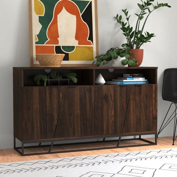 58'' Wide Sideboard Perfect your Office or Entranceway Four Angled Doors That Feature Finger Pulls Instead of Handles