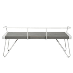 Vintage White/Gray Mia Bench Blend of Metal and Solid Wood