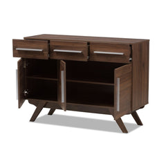 Varberg Mid-century Brown Sideboard Add Some Classic Storage to your Home Three Drawers and Three Cabinet Spaces with Doors