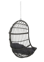 Wicker Hanging Chair (No Stand) - Gray + Dark Gray 8-Foot Suspension Chain