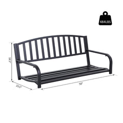 2 Person Front Hanging Porch Swing Bench, Ourdoor Steel Weather Resistant Swing with Chains, 50''L Durable Solid Steel Supports up to 500 lbs