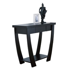 Black Console Table Single Storage Drawer Runs Smoothly on Metal Glides FixedSshelf Below for Storage or Display Space