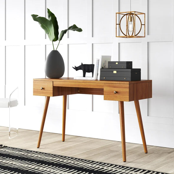 Prosser Natural Solid Wood Desk Contemporary and Mid-Century Modern Decor Styles