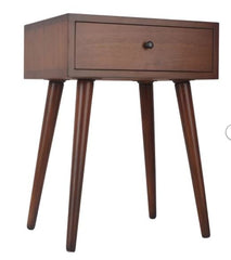 Walnut Daviyon End Table with Storage Neutral Glossy Finish