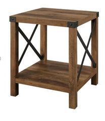 Rustic Oak Enzo End Table Urban Industrial Side Table Featuring a Frame