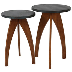 (Set of 2) Tri-Leg Side Tables Ideal Spot for Decorative Displays Great for Living Room, Bedroom