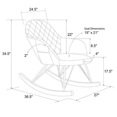 Roemer Rocking Chair Durable Velvet Fabric with Cozy Foam Fill