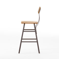 Set of 2 Acacia Wood Bar Stool 28-inch Laminated Acacia Wood Creates Stable Seats and Backs