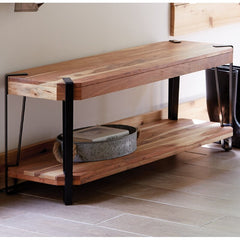 18" H x 48" W x 16" D Wood Bench Solid Wood Tops with Wood Veneers Modern Statement in your Living Space