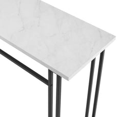 42-inch Modern Metal Leg Entry Table - White Faux Marble