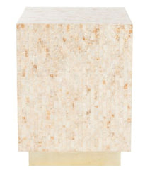 Beige/ Gold Rectangular Mosaic Side Table - 14.2" x 14.2" x 18.9"