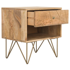 1-Drawer 1-Shelf Accent Table Nightstand - Natural Single Drawer and Mango Wood