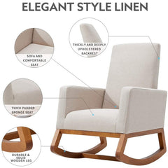 Rocking Chair Solid Wood Multi-Layer Board To Ensure A Safe Structure, Can Carry Up To 250 Pounds