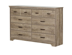 8 Drawer Double Dresser Versa Country Cottage - Weathered Oak