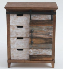 1 Rustic Sliding Door Wood Cabinet 31.7" H x 24.8" W x 14.6" D