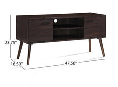 1 Mid Century Rustic Modern Wood TV Stand, Brown Media Center Balance