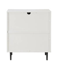 1 Lindesberg Modern Media Cabinet - White / Acorn Bookmatch Mid-century Charm to your Décor