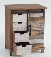 1 Rustic Sliding Door Wood Cabinet - 31.7" H x 24.8" W x 14.6" D