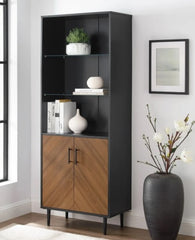 1 Modern Storage Cabinet in Black / Acorn Bookmatch Abundant space for dishes, linens, booksv