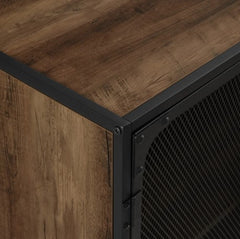 1 - Pierpont Metal Mesh Accent Cabinet in rustic oak a versatile piece well suited to a number of decor purposes