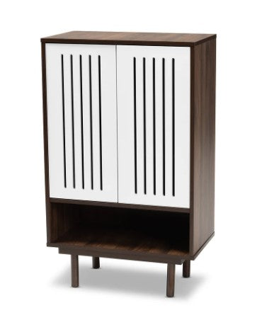 2 - Door Shoe Cabinet Mid-Century Modern Two-Tone a Chic entryway storage solution