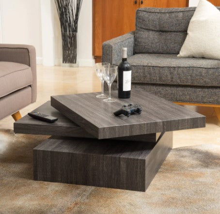 1 - Rectangular Rotating Wood Coffee Table personalized look that fits your space