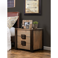 Rustic Solid Wood 2-drawer Nightstand Offers Storage and Functionality