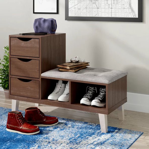 2 Shelf  3 Drawer Shoe Storage Cabinet Perfect for Orgnaize Solid Wood