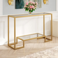 Shumake Geometric Shapes Console Table Lower Shelf is Stylishly Raised