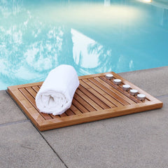 Rectangle Rayon from Bamboo Non-Slip Bath Rug Rubber Feet on the Base of this Piece Help to Keep it in Place