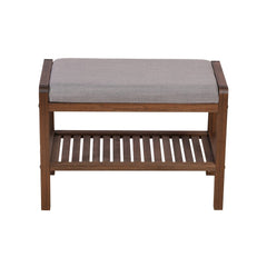 Solid Bamboo Padded Bench - Dark Brown Comfortable Padded Cushion Non-Scuff Nylon Footpads Supports 250 lbs. Ideal for Small Spaces