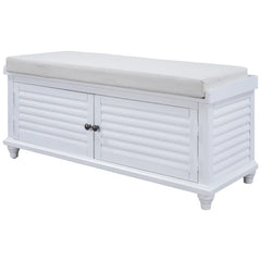 White Solid Wood Bench Contemporary Style Exquisite and Comfortable