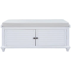 White Solid Wood Bench Contemporary Style Exquisite and Comfortable