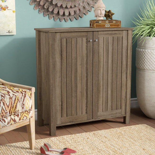 Storage Cabinet Chic Shoe Wood Frame Pairs a Clean Lined Silhouette