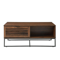 42-in. Slat Door Coffee Table - Dark Walnut Coffee Table, Complete with Fashionable Slat Doors 2 Drop-Down Slatted Doors 2 Open Storage Compartments