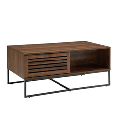 42-in. Slat Door Coffee Table - Dark Walnut Coffee Table, Complete with Fashionable Slat Doors 2 Drop-Down Slatted Doors 2 Open Storage Compartments