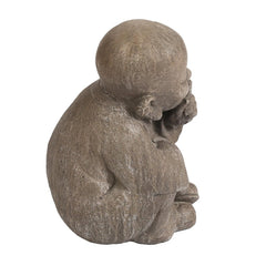 Weathered Brown Quiet Little Buddha Monk Garden Statue