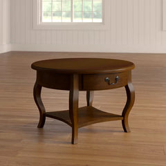 Brown Cherry Wilfredo Solid Wood Coffee Table with Curvy Cabriole Legs