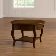 Brown Cherry Wilfredo Solid Wood Coffee Table with Curvy Cabriole Legs