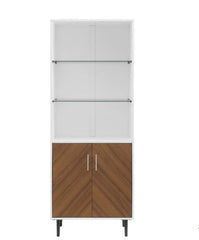 Modern Storage Cabinet - White / Acorn Bookmatch